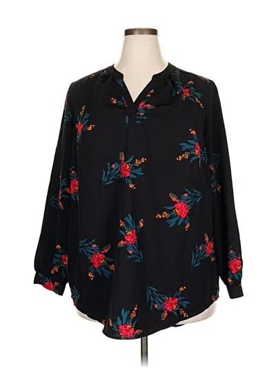 Pre-owned Madison Long Sleeve Blouse In Black