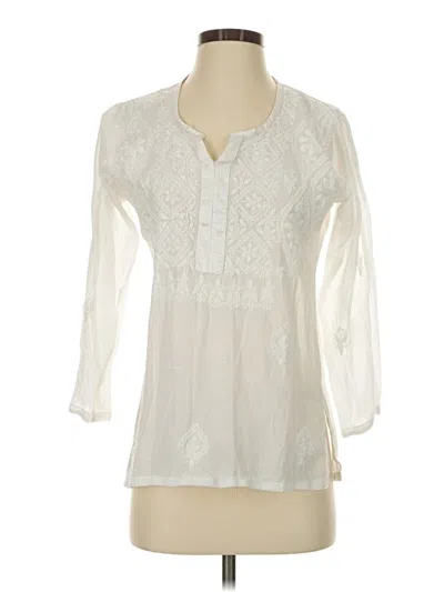 Pre-owned Madison Long Sleeve Henley Shirt In Ivory