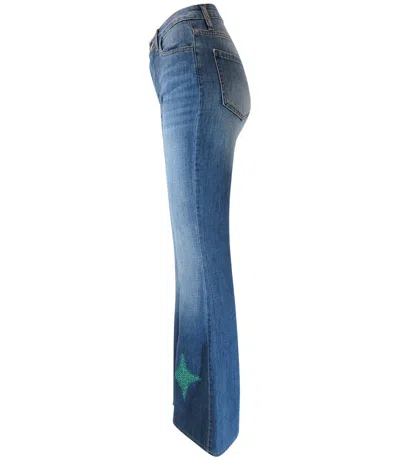Madison Maison Designing Hollywood  X ™ Denim Emerald Jean With Glitter Star In Blue