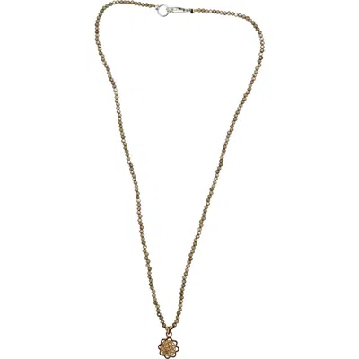 Madison Maison Faceted Beaded Charm Necklace In Brown