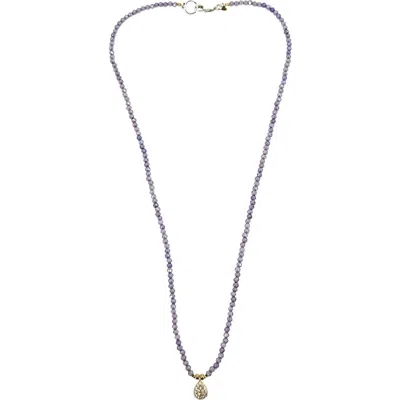 Madison Maison Faceted Beaded Charm Necklace In Lavender