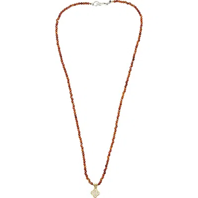 Madison Maison Faceted Beaded Charm Necklace In Orange