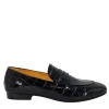 Madison Maison Flat Croc Embossed Loafer In Black