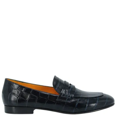 Madison Maison Flat Croc Embossed Loafer In Black