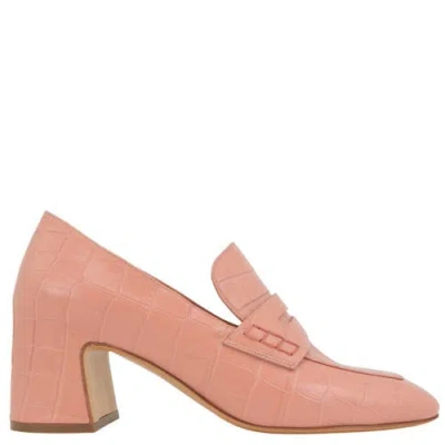 Madison Maison Heel Croc Embossed Loafer In Pink
