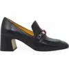 Madison Maison Leather Mid Heel Jeweled Loafer In Black