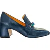 Madison Maison Leather Mid Heel Jeweled Loafer In Blue