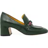Madison Maison Leather Mid Heel Jeweled Loafer In Green