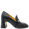 Madison Maison Leather Quilted Heel Loafer In Black