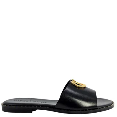 Madison Maison Horse Shoe Buckle Leather Flat Sandal In Black