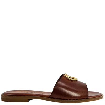 Madison Maison Horse Shoe Buckle Leather Flat Sandal In Brown
