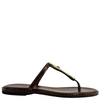 Madison Maison Leather Flat Hammered Link Sandal In Brown
