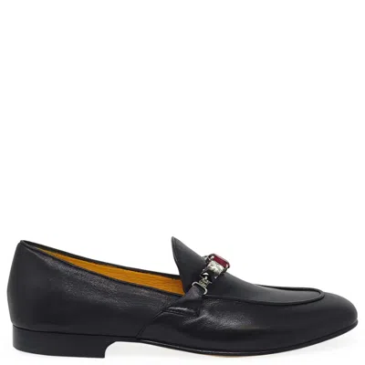 MADISON MAISON LEATHER FLAT JEWELED LOAFER