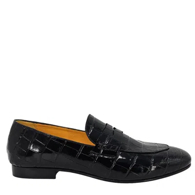 MADISON MAISON LEATHER FLAT MOC CROC LOAFER