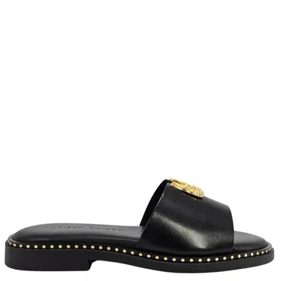 Madison Maison Leather Hammered Hardware Sandal In Black