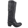 Madison Maison Washed Leather Knee-high Pull-on Boot In Black