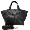 Madison Maison Leather Lock Tote Bag In Black