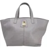 Madison Maison Leather Lock Tote Bag In Gray