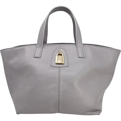 Madison Maison Leather Lock Tote Bag In Gray