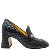 Madison Maison Leather Quilted Heel Loafer In Black