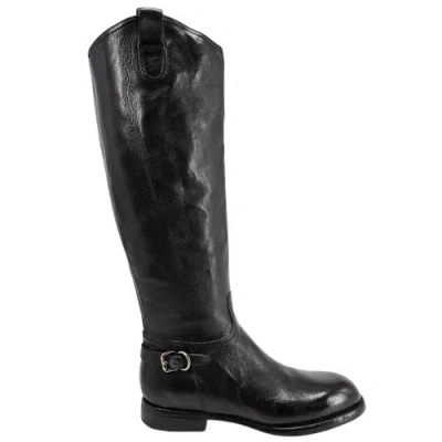 Madison Maison Leather Side Zip Knee High Boot In Black