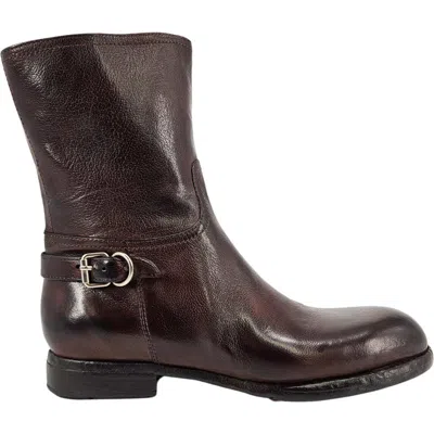 Madison Maison Leather Side Zip Mid Calf Boot In Brown