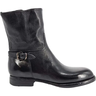 Madison Maison Leather Side Zip Mid Calf Boot In Blue