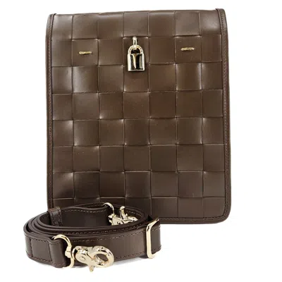 Madison Maison Leather Woven Crossbody Bag In Brown