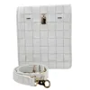 Madison Maison Woven Leather Lock Crossbody Bag In White