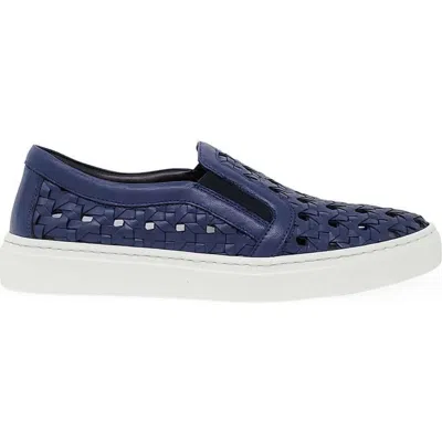 Madison Maison Leather Woven Sneaker In Blue