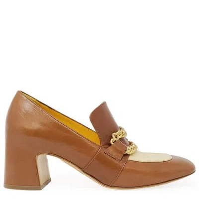 Madison Maison Mid Heel Loafer With Chain In Multi