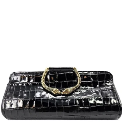 Madison Maison Moc Croc Clutch In Black