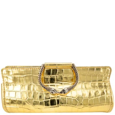 Madison Maison Moc Croc Clutch In Gold