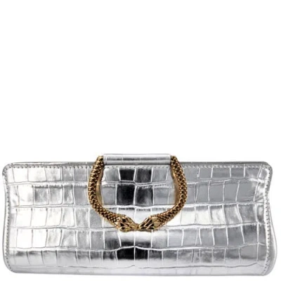 Madison Maison Moc Croc Clutch In Silver