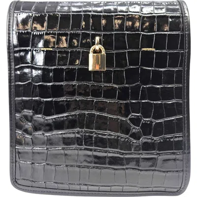 Madison Maison Moc Croc Crossbody Bag In Black