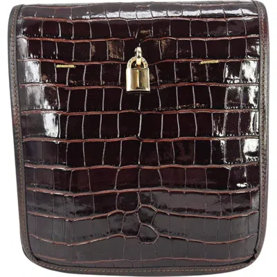 Madison Maison Moc Croc Crossbody Bag In Brown