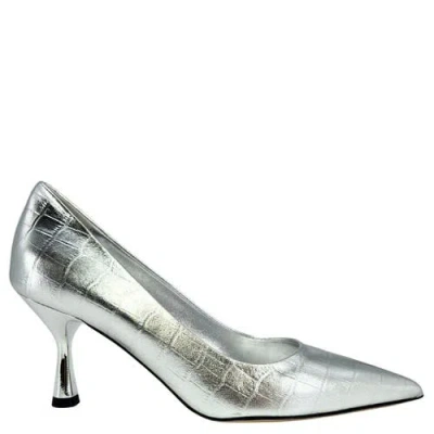 Madison Maison Moc Croc Hi Heel Pump In Silver