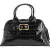 Madison Maison Moc Croc Leather Mini Tote Bag In Black