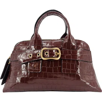 Madison Maison Moc Croc Leather Mini Tote Bag In Brown