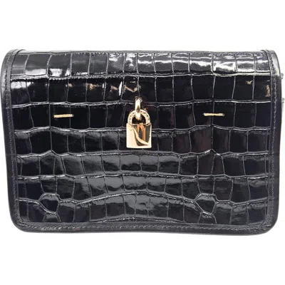 Madison Maison Moc Croc Small Crossbody In Black