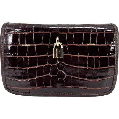 Madison Maison Moc Croc Small Crossbody In Brown