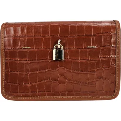 Madison Maison Moc Croc Small Crossbody In Brown