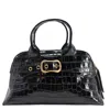 Madison Maison Niky Moc Croc Leather Mini Tote Bag In Black