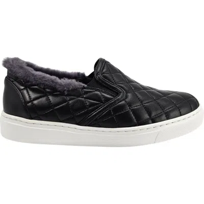 Madison Maison Quilted Leather Shearling Slip On Sneaker In Black