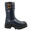 Madison Maison Shearling Lined Buckle Strap Platform Boots In Navy