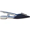 Madison Maison Sling Back Flat In Denim/silver
