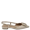 Madison Maison Leather Lavanda Sling Back Flat In Neutral