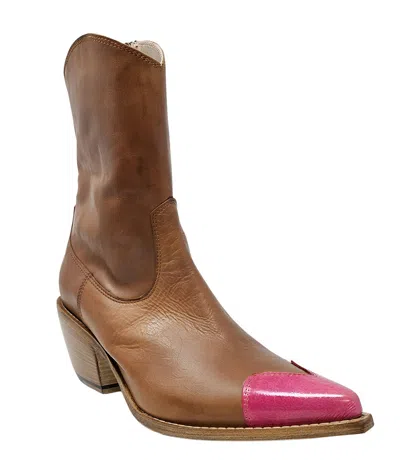 Madison Maison ™ Tan/fuchsia Heart Toe Ankle Boot In 41