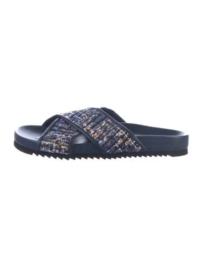 Pre-owned Madison Maison Tweed Tweed Pattern Slides In Blue