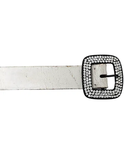 Madison Maison ™ White Cracked Leather Belt In 90